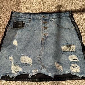 Leather and Jean skirt